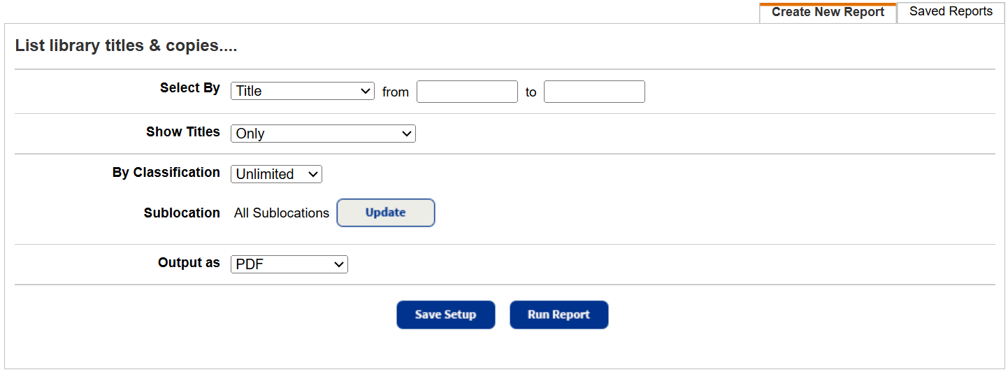 Title and Copy List page.